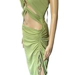 Zaful Green Sexy Sultry Strappy Cutout Beach Vacation Club Ribbed Halter Dress Photo 3
