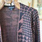 I.N. Studio Longline Brown Black Houndstooth Cardigan L Size L Photo 2
