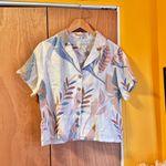 Cynthia Rowley  Leaf Print Linen Shirt, Button Up Size L Photo 1