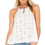Free People  White Relaxed Eyelet Lace-up Tank Top Photo 1