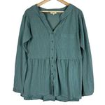 Kori America Blouse Women S Oversized Teal Green Tiered Peplum Lagenlook Country Photo 0
