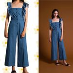 Sea New York Blue Denim Ruffled
Shoulder Wide Leg Jumpsuit Photo 1