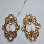 Vintage 80s Maximalist Gold metal lightweight pierced earrings Photo 4