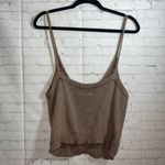 ✨En El Mar Knit Cropped Sweater Cami Top, Sleeveless Spaghetti Strap Size XL Brown Photo 4