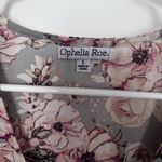 Womens Gray pink casual business vacation Floral Button Up blouse size Large Photo 2