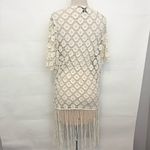 House of Harlow 1960 bohemian Ivory crochet cardigan Kimono fringe festival Size M Photo 2