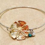 Two Tone Beach Nautical Pearl Turquoise Bangle Silver Photo 0