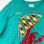 Vintage Mardi Gras Puff Paint Tee Shirt Size XL Single Stitch Crawfish USA Made Green Photo 3