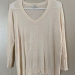 Madewell Cream Pointelle Knit Sweater Women’s XS Lightweight V-Neck Pullover Photo 0