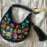 Handmade Studio 12 Black shoulder Bag with Colorful Floral Embroidery Photo 0