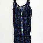 Maaji Blue Sheer Lace Button Front Lace Up Corset Back Swim Coverup Romper Sz M Photo 1