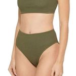 DKNY Women's Textured High Waist Bikini Bottom Swimsuit Moss Green Size L NWT Photo 0
