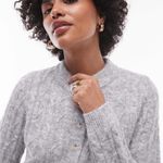 Topshop Sweater Cableknit Gray Size Large Photo 2