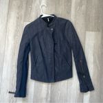 Free People  Jacket vegan suede bomber moto cool & clean womens Navy Blue size 6 Photo 2