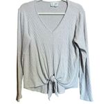 Saturday Sunday Anthropologie Top Womens Large Beige Ribbed Knot Front Blouse Photo 0