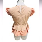 ZARA Peplum Blouse Faux Leather and Fabric Salmon Color Size Small Photo 5