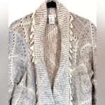 Orange Creek  Womens Sweater Small Ivory Gray Soft Knit Fringe Open Cardigan Photo 1