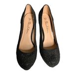 De Blossom Collection  Jennifer Platform Heels 10 Black Rhinestones Stilettos Photo 2