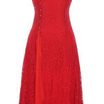 Amazon Chinese Red Lace Midi Dress Size Small Photo 0
