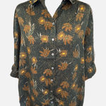 Knot Sisters Revolve Dark Floral Viscose Button-Up Blouse black brown Photo 0