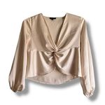 1. State satin balloon sleeve dressy crop empire waist blouse NEW Photo 0