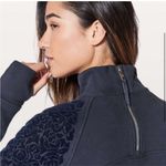 Lululemon black floral flock scuba Turtleneck Sweatshirt size 12! Photo 2