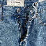 PacSun SZ 28 High-Rise Jean Shorts Lace-Up Sides Frayed Hems Medium Wash Blue Photo 5