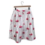 Chicwish Chic Flamingos Pleated A-line Skirt Size Medium Satiny Novelty Print Photo 4