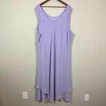 Roamans Maxi Dress Womens 34W‎ Purple Floral Embroidered Neck Sleeveless *Stains Photo 1