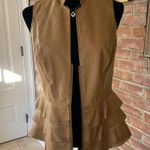 NWT V Cristina Cognac Faux Leather Peplum Vest S Photo 3