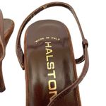 Halston Heritage NWOT Halston 1970s Brown Suede Bronze Leather Slingback Heels - Vintage Shoes Photo 3