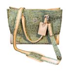 Diane Von Furstenberg  GREEN CANVAS & TAN LEATHER WEEKENDER TRAVEL BAG Photo 6