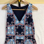 Maggy London M Handkerchief Blue Midi Dress Boho Summer Formal Abstract Flowy Photo 2