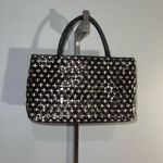 Snakeskin print black woven tote bag purse EUC Photo 1