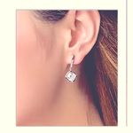 Boutique Platinum Plated 925 Sterling Silver Heart Diamond Simulant Dangle Earrings, NEW Photo 4