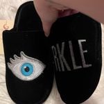 Black slip on slippers with Graphic Eye design “Sparkle” Size M Photo 3