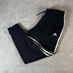 Adidas Tracksuit Bottoms Women's Large Black 3 Stripe Classic Tapered Pockets Photo 0