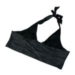 Black Faux Leather Design Halter Top Shirt Metal Hoop Detail Women’s Size Medium Photo 2