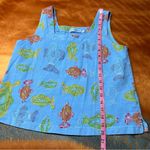 Fresh Produce VTG  Boxy Tank Top Fish Small Periwinkle Blue Cotton USA 90s Photo 4