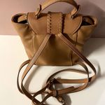 Francesca's Tan Whipstitch Trim Faux Leather Backpack GUC Brown Photo 10