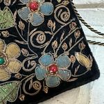BEAUTIFUL Vintage Zardozi Embroidery Clutch Bag Black & Gold Velvet Purse Photo 1