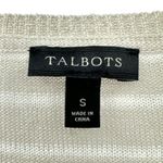 Talbots | Small | 100% Linen Open Knit Striped V-Neck Split-Hem Pullover Sweater Photo 5