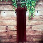 Flying Tomato Bordeaux Jumpsuit Wide Leg Crushed Velvet Womens Large Red Velour Photo 1