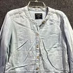 Abercrombie & Fitch Blouse Top Womens XS Light Blue Chambray Cotton Peplum Hem Photo 2