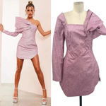 ASOS LUXE Structured One Shoulder Mini Dress in Pink Glitter Size US 6 Photo 1