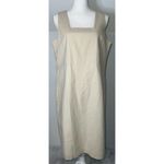 Chadwick's VTG Tan Beige Cream Square Neck MIDI Linen Dress 12P Photo 2