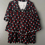 Women’s 2XL Black Heart Print Pajama Set Short Sleeve Top & Shorts Red Size XXL Photo 0