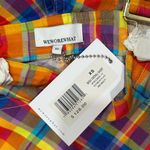 We Wore What NWT  Colorful Plaid Rainbow Shorts Overalls Romper Linen Cotton SizeXS Photo 3
