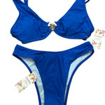 Cupshe NWT x Kittenish Royal Blue / Gold Shell Detail 2 Piece Bikini Small / XS Photo 0