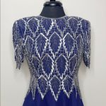 Laurence Kazar Vintage Blue and Silver Embellished Dress Size SP Photo 1